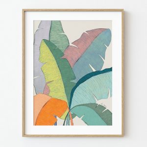 Lámina artística hojas de platanera color pastel