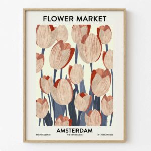 Ilustración mercado de flores de Amsterdam