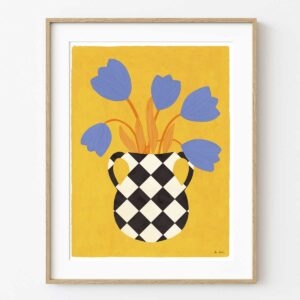 Ilustración jarrón de tulipanes