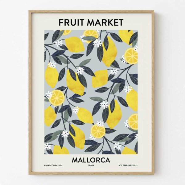 ilustración mercado de frutas de Mallorca